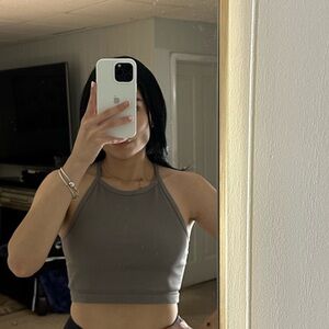 Gray Halter Crop Top